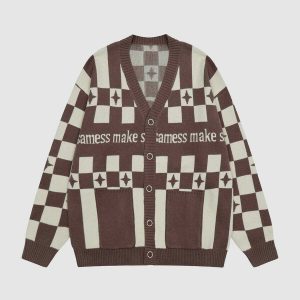 vintage check cardigan   chic & timeless pattern design 3379