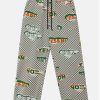 vintage checkered pants with letter print youthful edge 5652