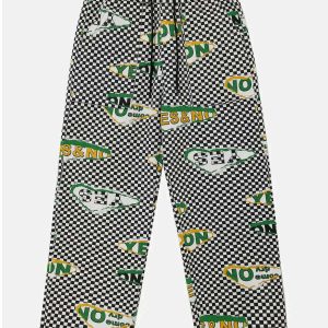 vintage checkered pants with letter print youthful edge 6227