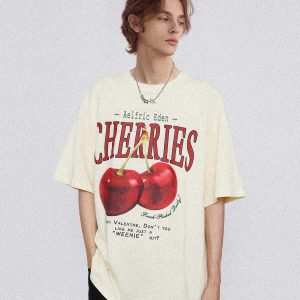 vintage cherry print tee   chic & youthful streetwear 4573