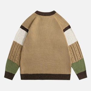 vintage color block sweater chic & youthful streetwear 6616