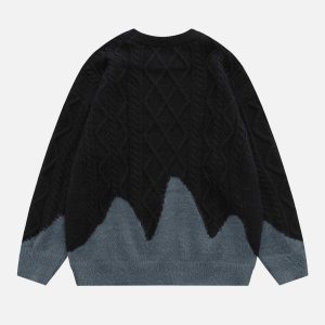 vintage colorblock sweater   retro chic & dynamic streetwear piece 3424