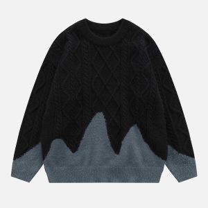 vintage colorblock sweater   retro chic & dynamic streetwear piece 4759