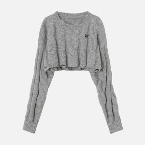 vintage crop sweater chic basic & youthful style 2818