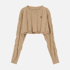 vintage crop sweater chic basic & youthful style 7601