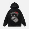 vintage dark print hoodie washed look & urban appeal 2236