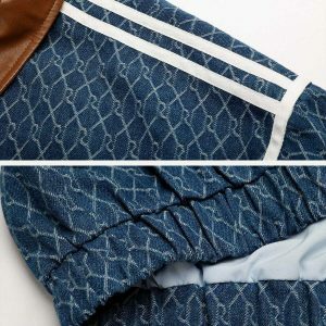 vintage denim jacquard jacket   chic urban streetwear 8783