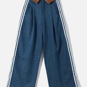 vintage denim jacquard jeans   urban & trendy baggy fit 3145