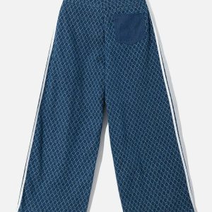 vintage denim jacquard jeans   urban & trendy baggy fit 8812