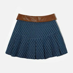 vintage denim jacquard skirt   chic retro streetwear look 5971