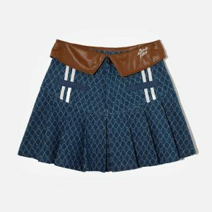 vintage denim jacquard skirt   chic retro streetwear look 8852