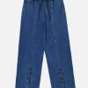 vintage disc buckle jeans with chic slit detail 3721