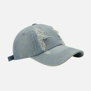 vintage distressed fringe cap   edgy urban streetwear icon 6214