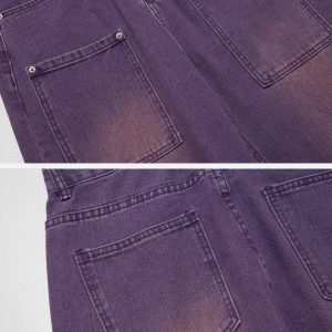 vintage distressed jeans with large pockets   edgy & chic 8513