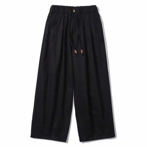vintage drawstring pants sleek solid color & urban fit 2692