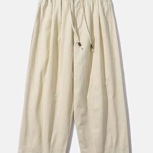 vintage drawstring pants sleek solid color & urban fit 2878