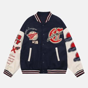 vintage flock varsity jacket iconic print & urban appeal 2677