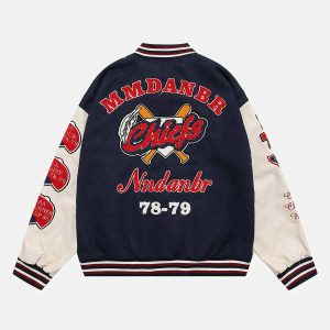 vintage flock varsity jacket iconic print & urban appeal 8362