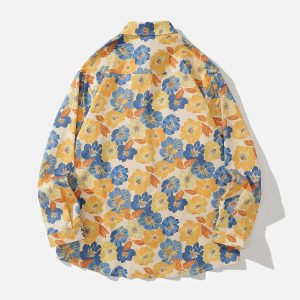 vintage floral print shirt longsleeve & chic design 3327