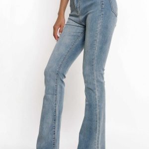 vintage frayed flared jeans   retro chic & youthful edge 3387