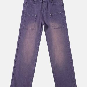vintage gradient jeans sleek solid design & urban appeal 5622