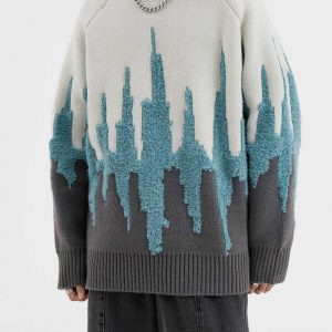 vintage gradient sweater eclectic patchwork design 1320