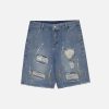 vintage graffiti shorts with edgy hole detail urban chic 8542