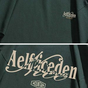 vintage green tee with bold lettering   urban chic 8851