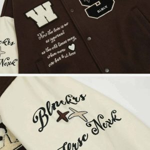 vintage heart embroidered varsity jacket   chic & crafted 3443