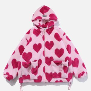 vintage heart sherpa coat oversized & cozy chic appeal 3218