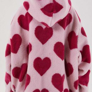 vintage heart sherpa coat oversized & cozy chic appeal 8163
