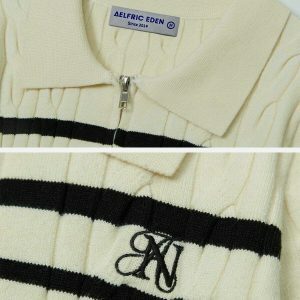 vintage knit polo tee   chic collar design & retro appeal 6723