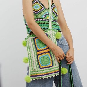vintage knit shoulder bag   chic & crafted for urban style 7431