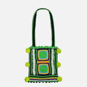 vintage knit shoulder bag   chic & crafted for urban style 7836