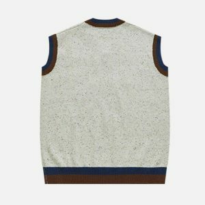 vintage letter jacquard vest iconic y2k streetwear 4006