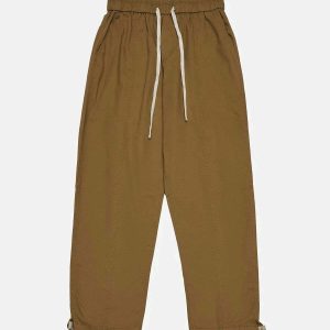 vintage loose pants solid color & sleek design 8757