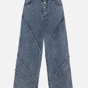 vintage multi button jeans sleek & youthful streetwear 5231