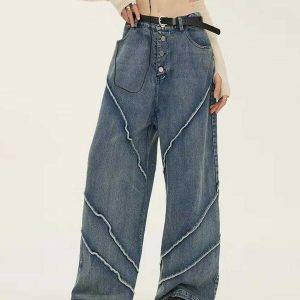 vintage multi button jeans sleek & youthful streetwear 8945