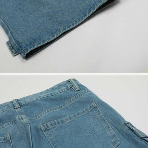 vintage multi pocket jeans   chic & youthful urban style 1312