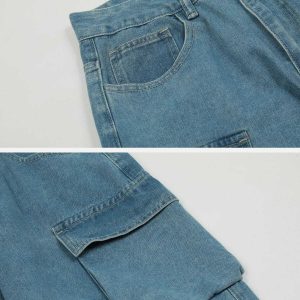 vintage multi pocket jeans   chic & youthful urban style 7795