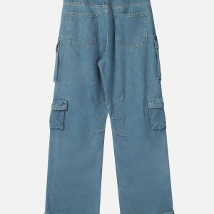vintage multi pocket jeans   chic & youthful urban style 8417