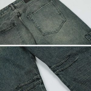vintage multi pocket jeans with zip detail   urban chic 4478