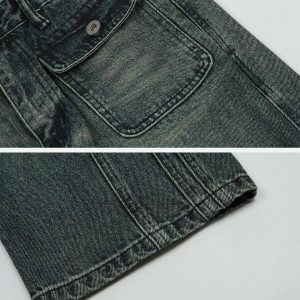 vintage multi pocket jeans with zip detail   urban chic 6198