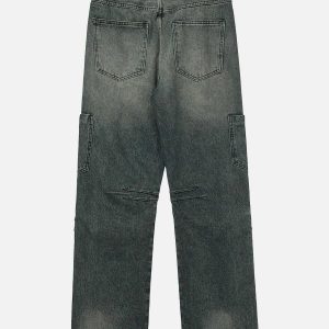 vintage multi pocket jeans with zip detail   urban chic 6522