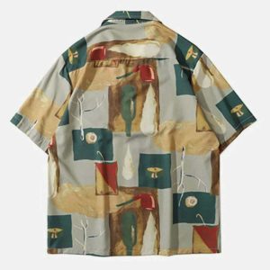 vintage oil painting shirt   chic pipe print design 5977