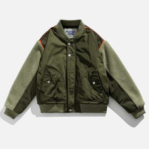 vintage patchwork bomber jacket   chic urban streetwear 1296