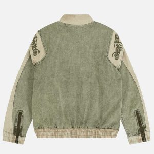 vintage patchwork denim jacket   chic urban streetwear 2863