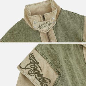 vintage patchwork denim jacket   chic urban streetwear 4224