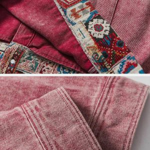 vintage patchwork denim jacket edgy streetwear essential 3957