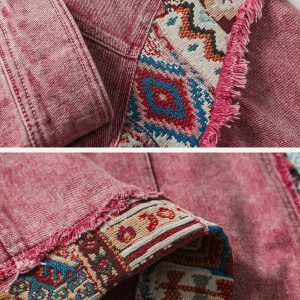 vintage patchwork denim jacket edgy streetwear essential 4122
